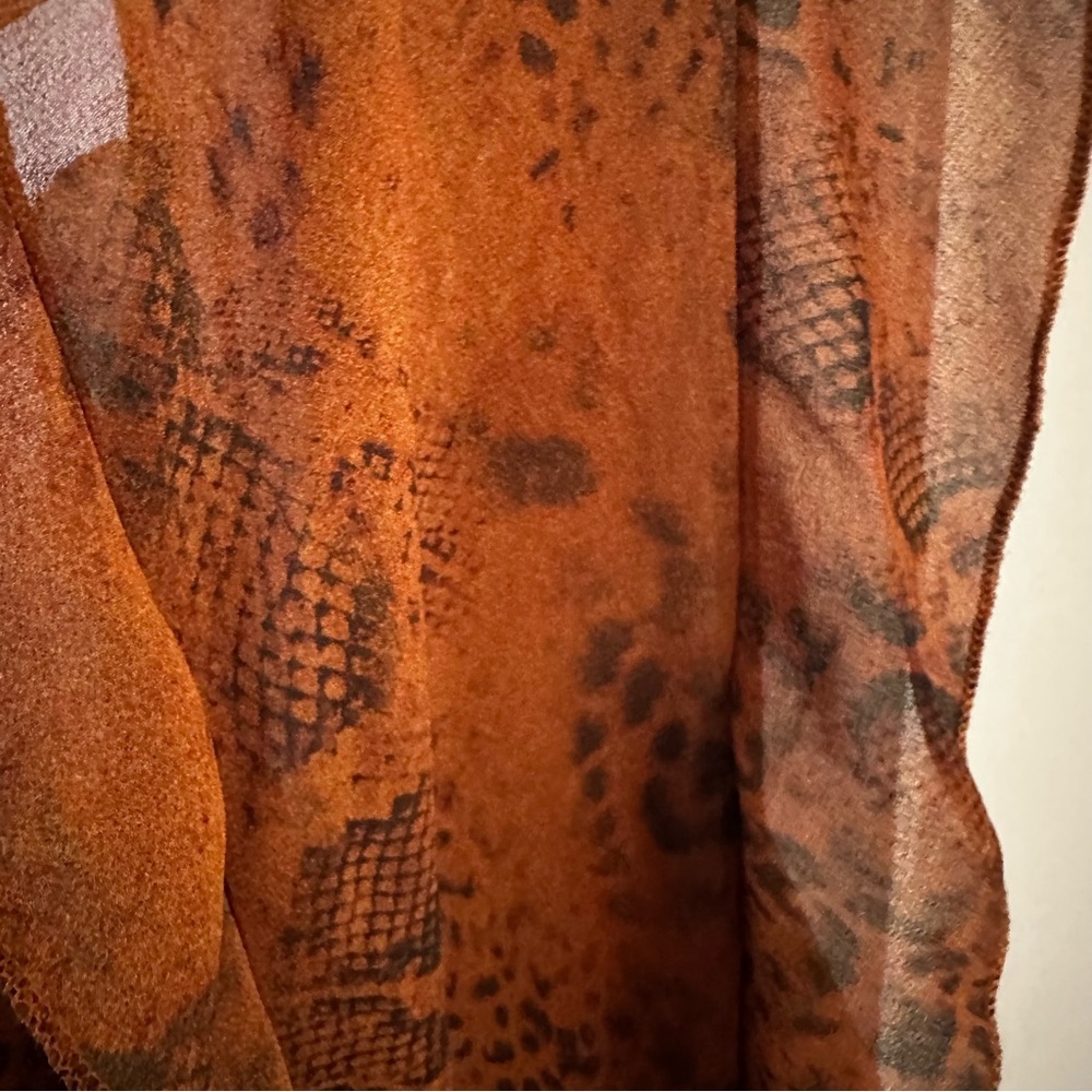 HAUTE Chocolate Brown Ruffled Halter maxi dress Flowy feminine  Semi sheer  sz 2 - Picture 8 of 10